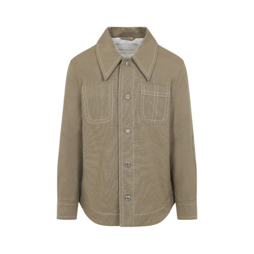 Taupe Shirt Collar Jacket