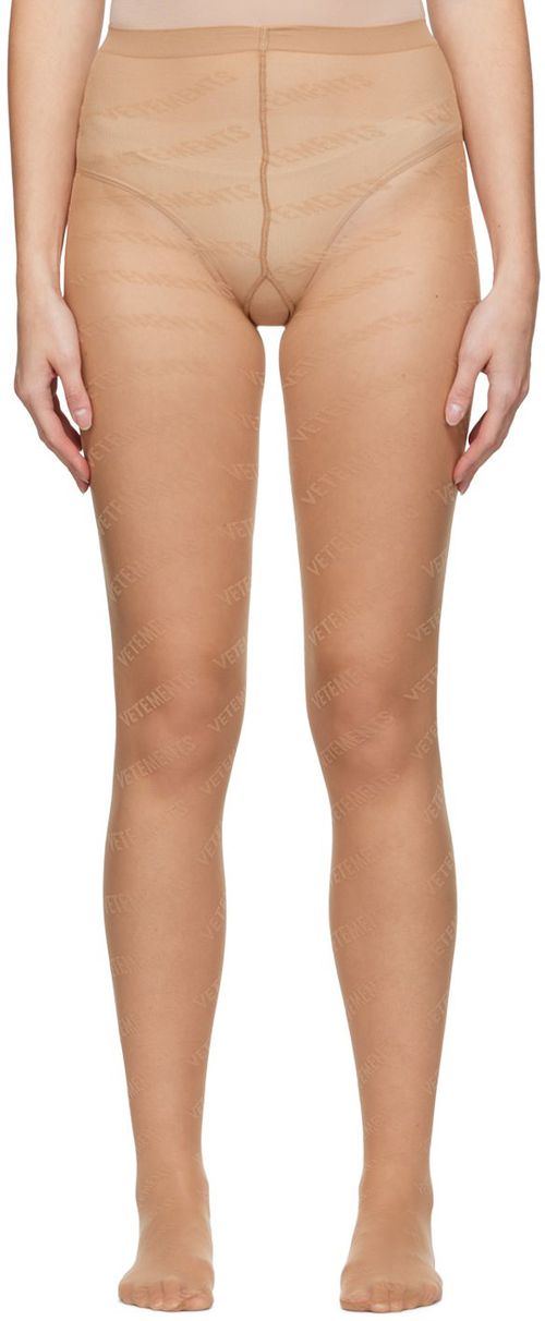 Brown Wolford Monogram Logo Tights
