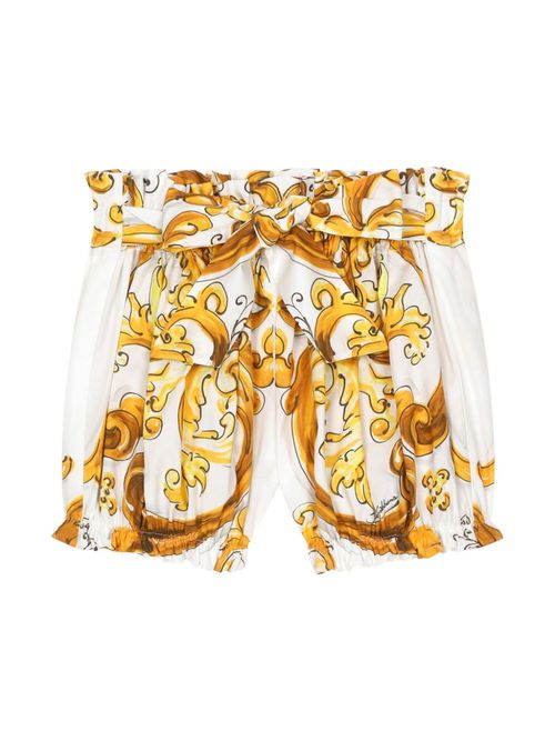 Majolica-print cotton shorts - Yellow
