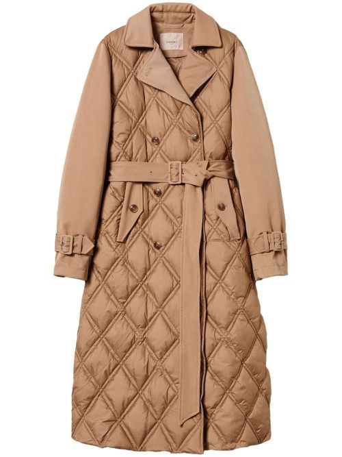 Double-breasted quilted puffer jacket - Neutrals