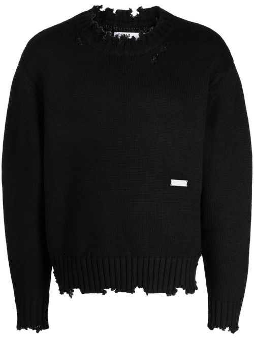 Logo-plaque distressed-finish jumper - Black