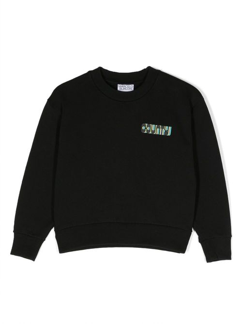 Slogan-print long-sleeve sweatshirt - Black