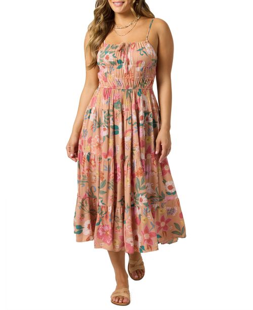 Women's Esther Camella Floral Print Midi Dress - Cork