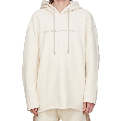 Beige Long Sleeves Logo Hoodie