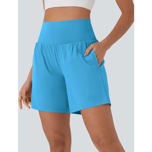 Halara SoftlyZero™ Airy Super High Waisted 2-in-1 InstantCool Yoga Shorts 7" with Pockets - Swim Cap