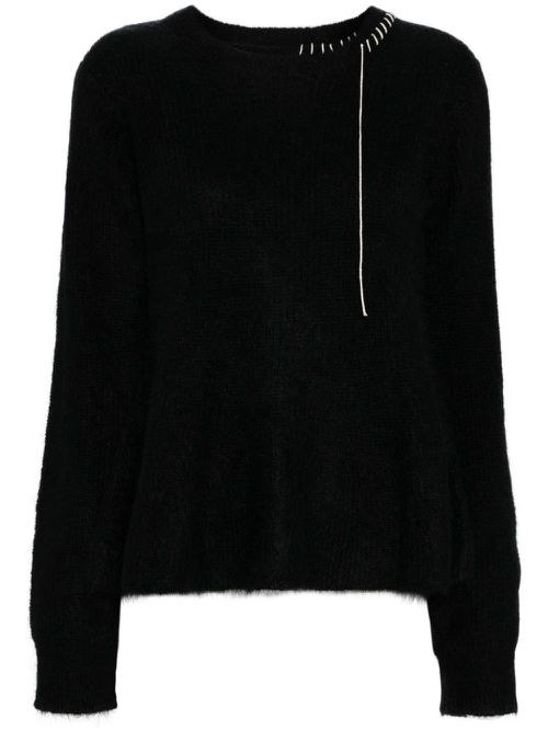 Embroidered long-sleeved jumper - Black