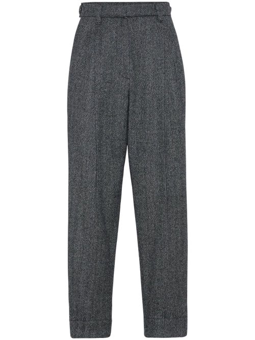 Herringbone-pattern tailored trousers - Grey