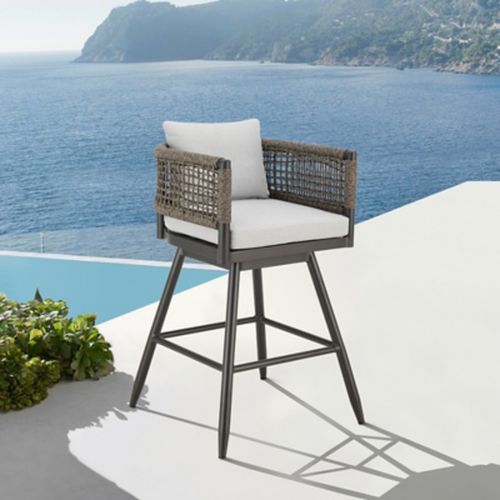 Alegria Outdoor Patio Swivel Counter Stool, Light Gray