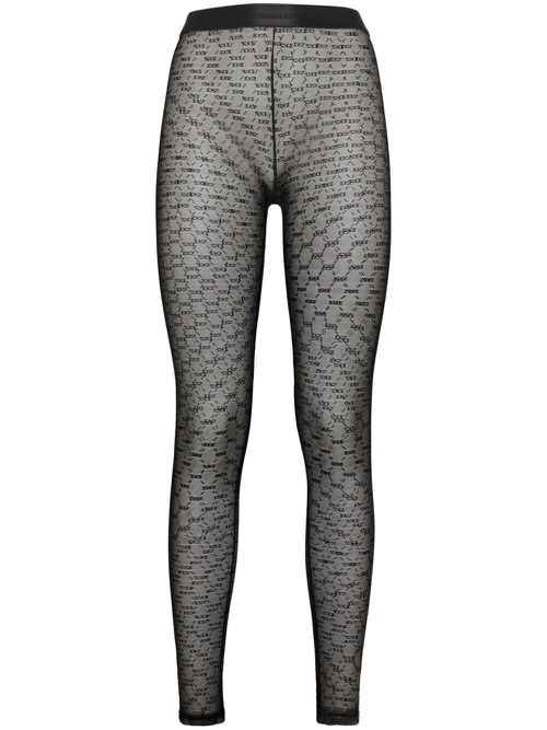 Monogram high-waisted tights - Black