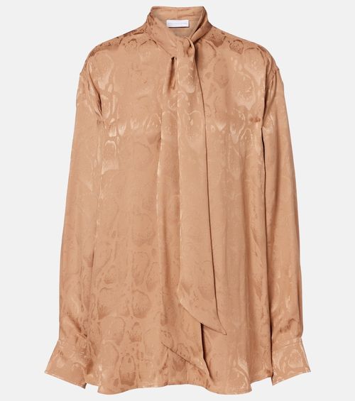 Leopard-print silk-blend jacquard blouse