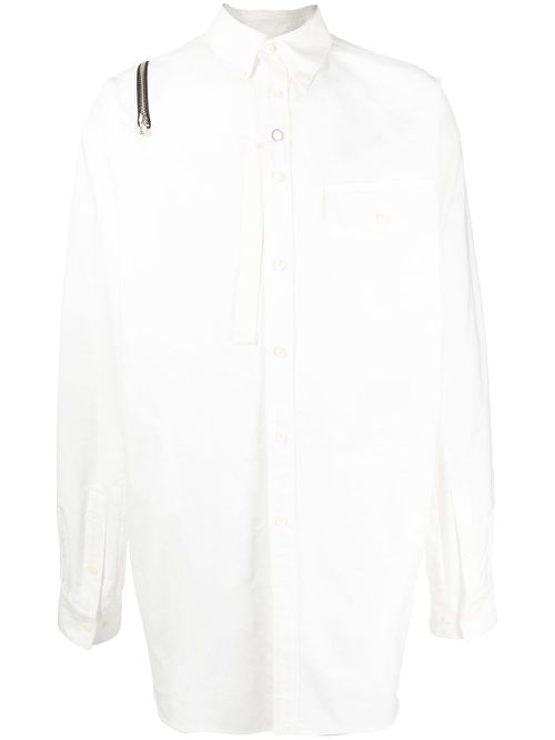 Zip-detail long-sleeved shirt - White