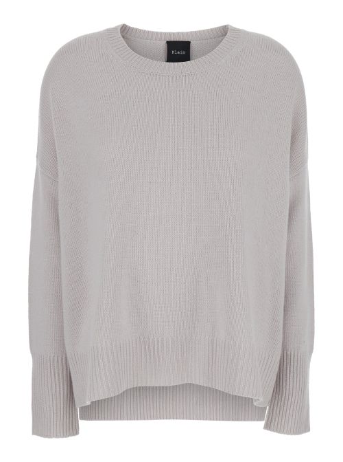 Oversized Cashmere Crewneck Sweater — Gray