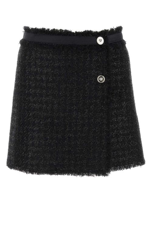 Virgin Wool Tweed Skirt — Black