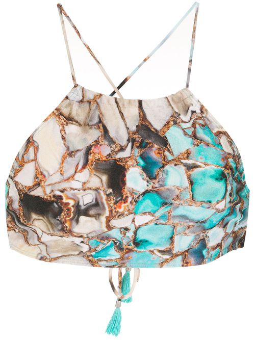 Ilana marble-print bikini - Blue