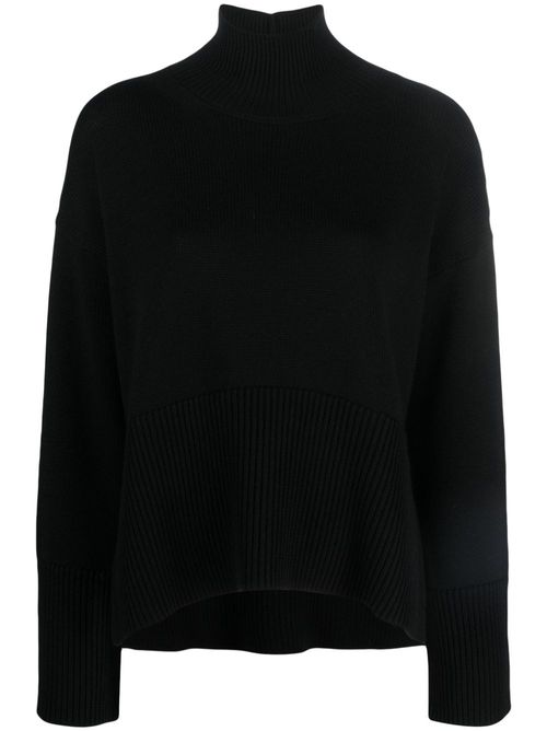 High-neck wool sweatshirt - Black