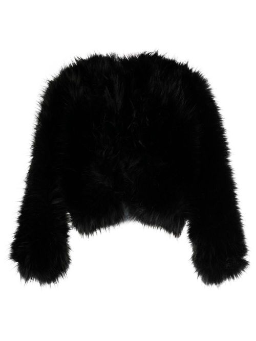 Faux-fur design long-sleeve jacket - Black