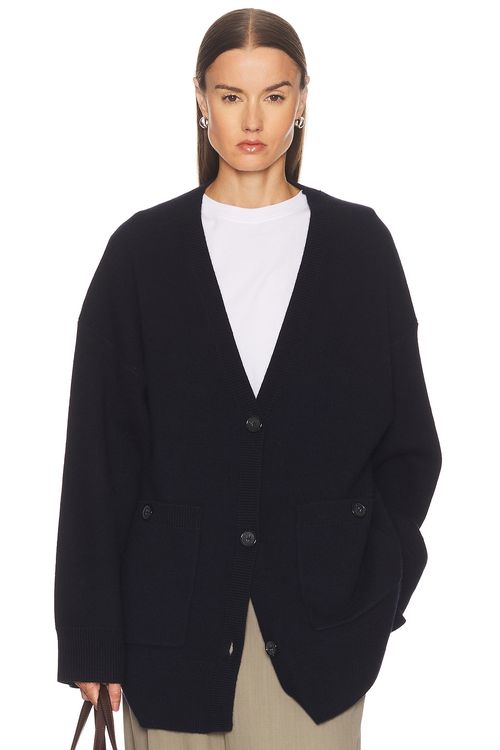 Toteme Longline Cardigan in Navy - Navy. S also in L
