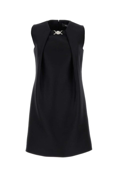 Wool and Silk A-Line Dress — Black