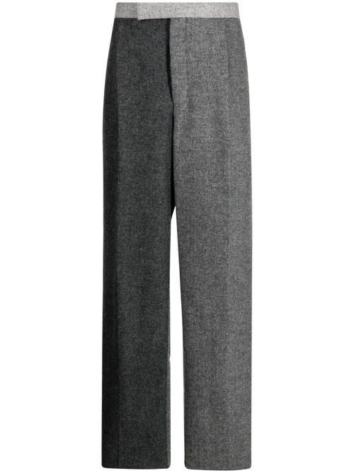 Two-tone wool wide-leg trousers - Grey