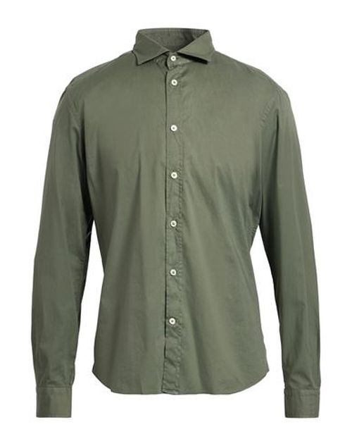 Man Shirt Military green Size 15 ¾ Cotton, Elastane