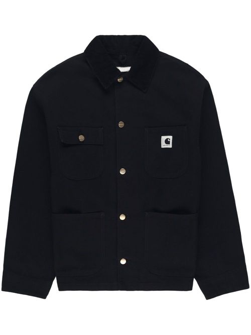 Logo-patch cotton shirt jacket - Black