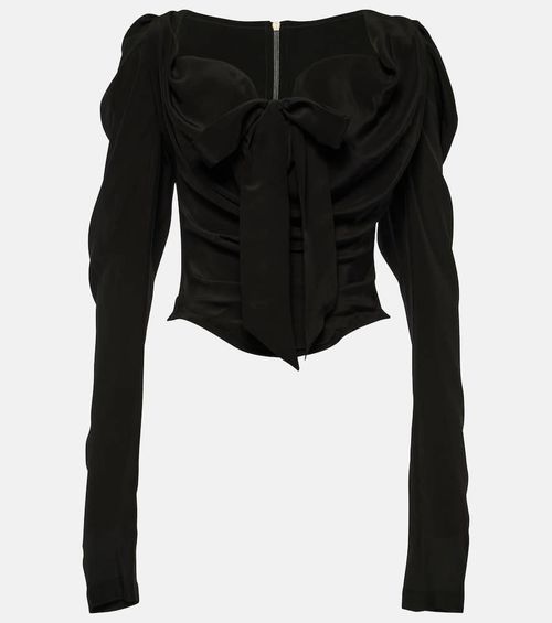 Tie-detail silk top