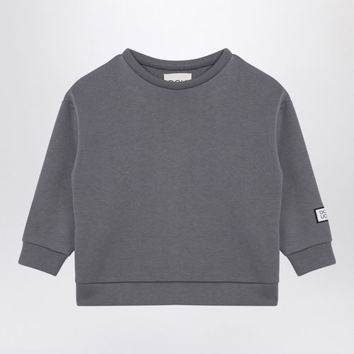 Grey cotton blend crew-neck sweatshirt