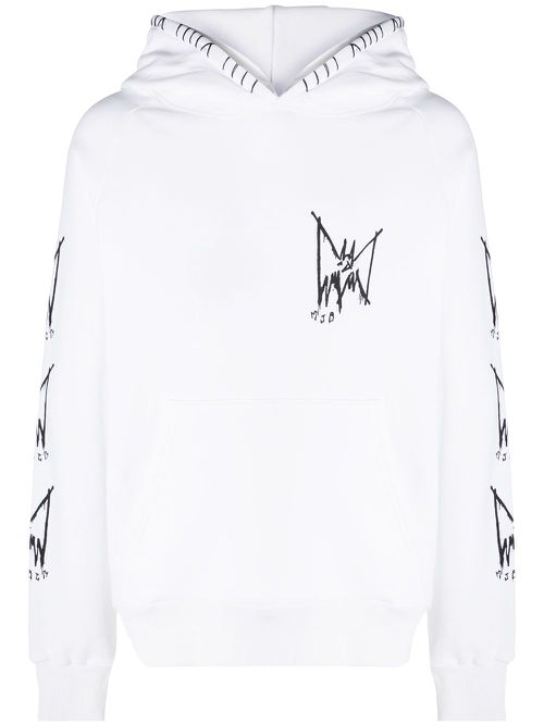 White graphic-print hoodie