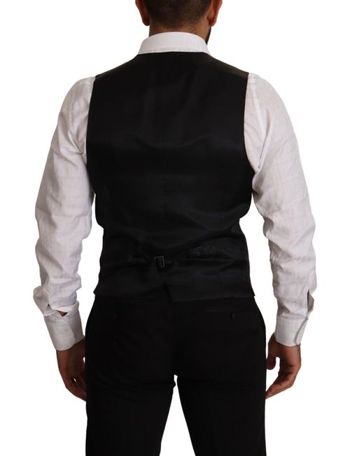Virgin Wool Stretch Vest — Blue
