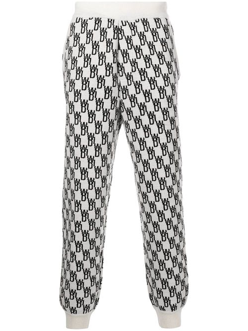 Monogram intarsia-knit track pants - Neutrals