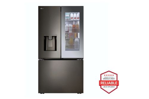 LG Smart Standard-Depth MAX™ French Door Refrigerator with Four Types of Ice and Mirror InstaView®, Black Stainless Steel, . ft