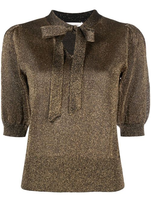 Bow-detailing lurex top - Gold