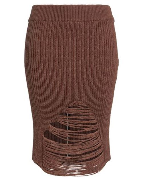 Woman Midi skirt Brown Size L Acrylic, Alpaca wool, Wool