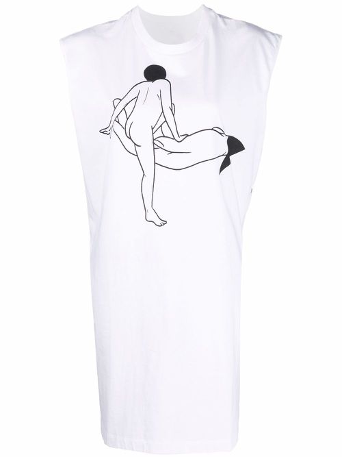 X Tomaga printed sleeveless T-shirt dress - White