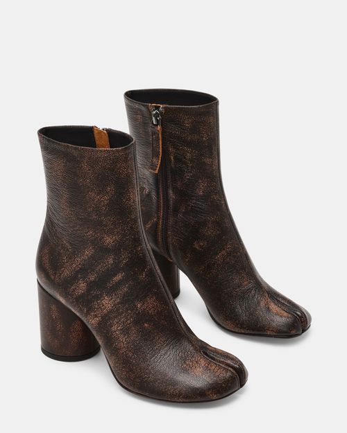 Steve Madden Women's Caro Block Heel Booties - Brown Distressed - - Leather