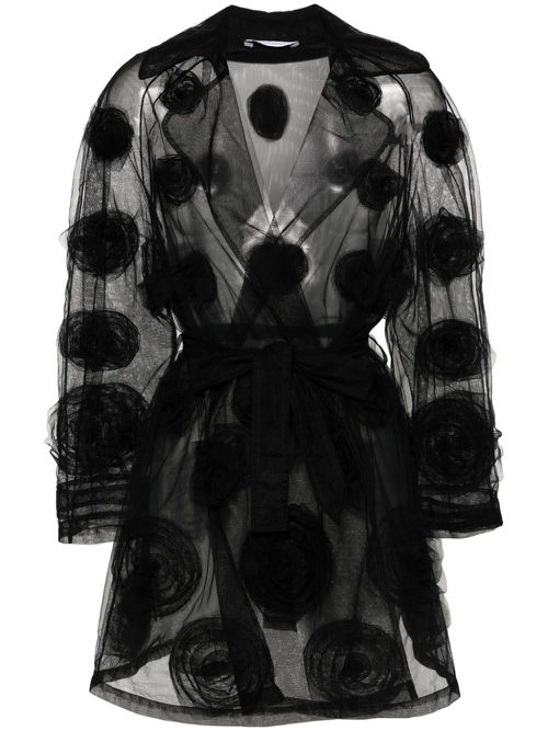 Tulle floral-appliqué blazer - Black