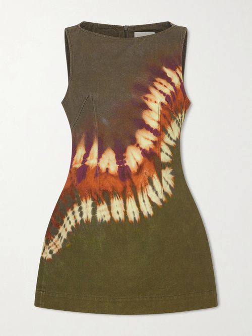 Marilyn Tie-dye Denim Mini Dress - Green