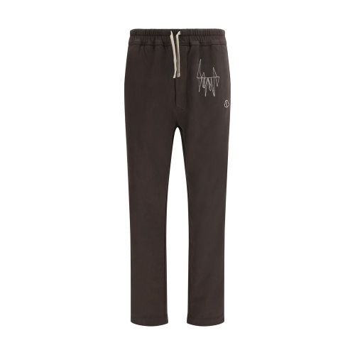 Embroidered Logo Cotton Joggers — Brown