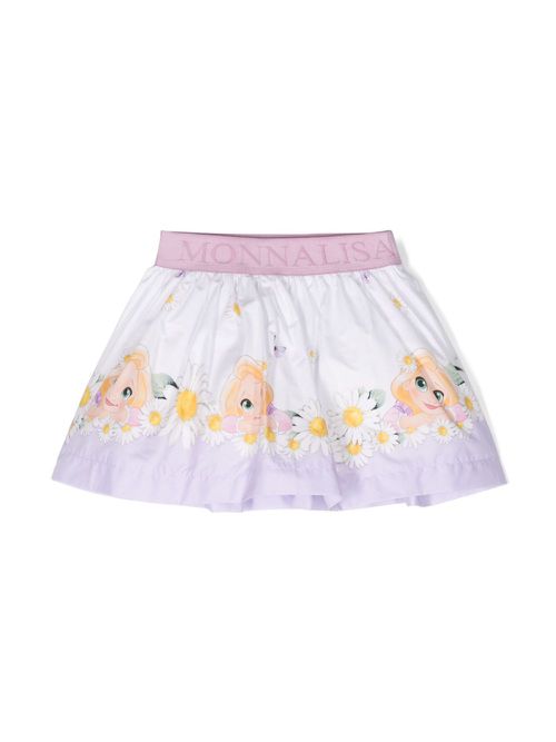 Logo-waistband cotton skirt - White