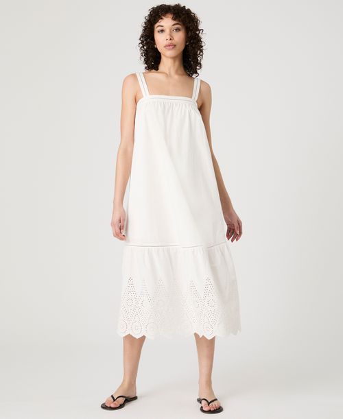 Women's Cotton Eyelet-Hem Midi Dress - Summer White