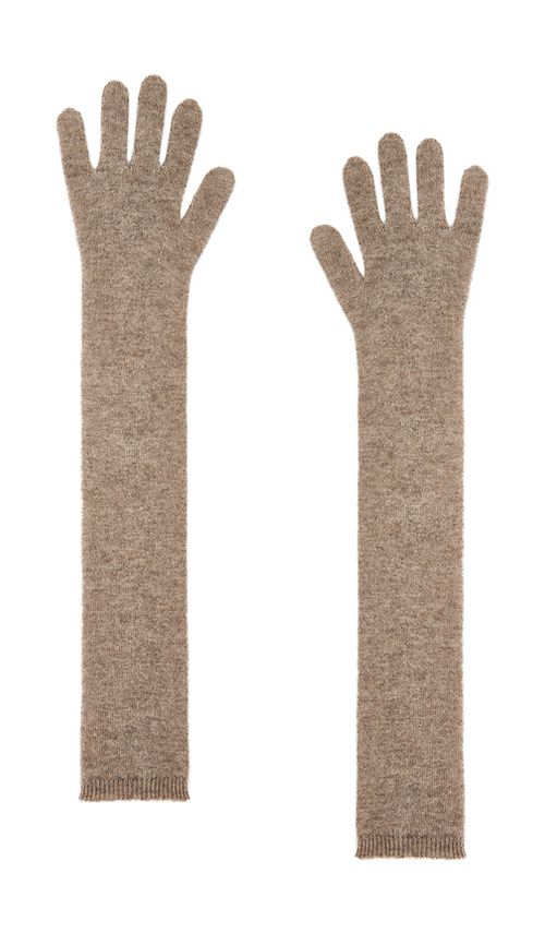 EAVES Mariana Knit Gloves in Taupe. a