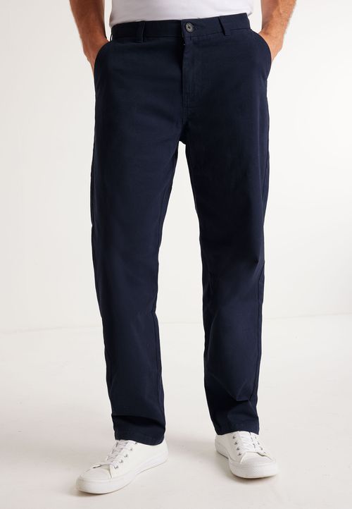 Mens Navy Straight Chino Trousers