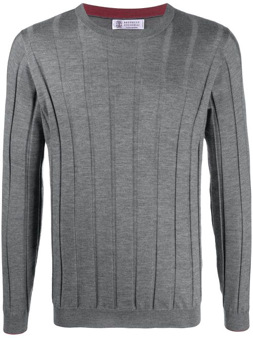 Brunello Cucinelli thick-rib crew-neck jumper - Grey