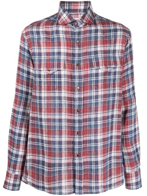 Long-sleeve checked shirt - Red