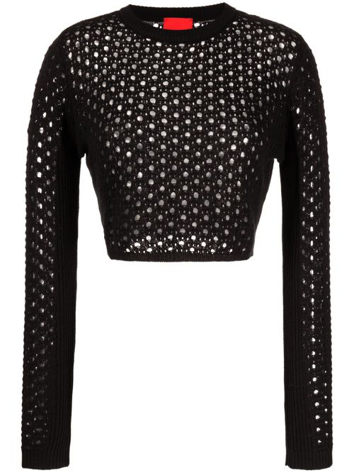 Ria crochet-knit jumper - Black