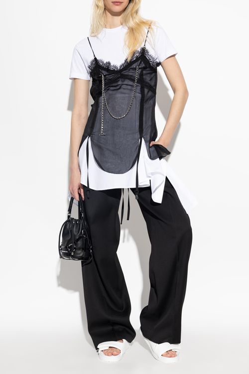 Top Made Of Combined Materials, Women's, White