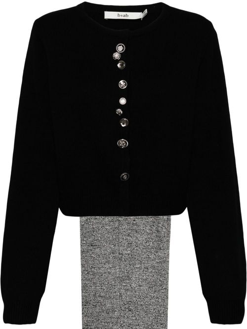 Embellished button cardigan set - Black