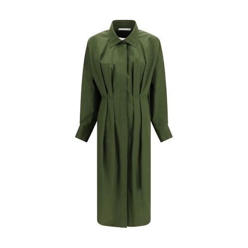 Cotton Poplin Shirt Dress — Green