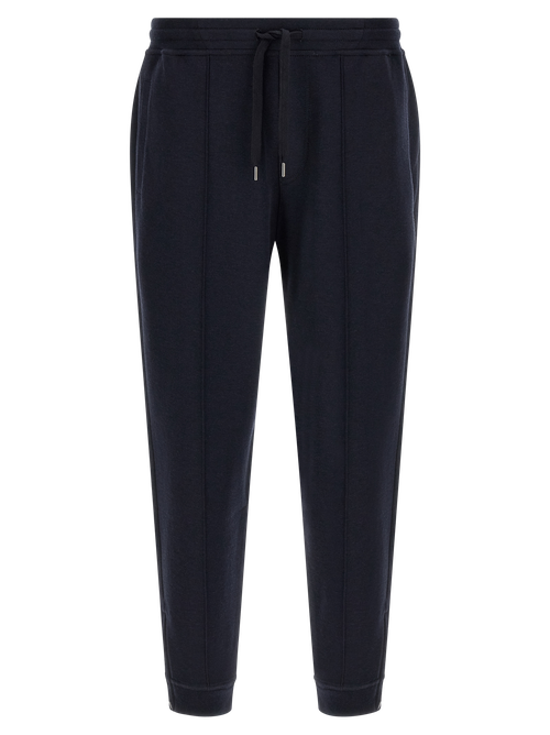 Tapered Cotton-Blend Joggers — Navy