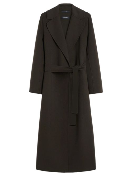 Hand-Sewn Double-Drap Pure Wool Jacket with Wide Lapel and Matching Belt